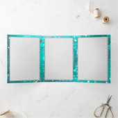 Mint Turquoise Foil Hintergrund Dreifach-gefaltete Programmkarte (Innenseite)