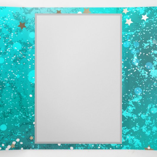 Mint Turquoise Foil Hintergrund Dreifach-gefaltete Programmkarte (Innenseite Mitte)