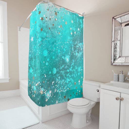 Mint Turquoise Foil Hintergrund Duschvorhang (Beispiel)