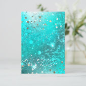 Mint Turquoise Foil Hintergrund Einladung (Stehend Vorderseite)