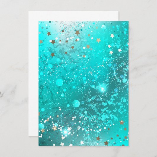 Mint Turquoise Foil Hintergrund Einladung (Vorne/Hinten)
