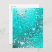 Mint Turquoise Foil Hintergrund Einladungspostkarte (Vorne/Hinten)