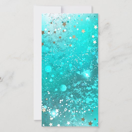 Mint Turquoise Foil Hintergrund Feiertagskarte (Vorderseite)