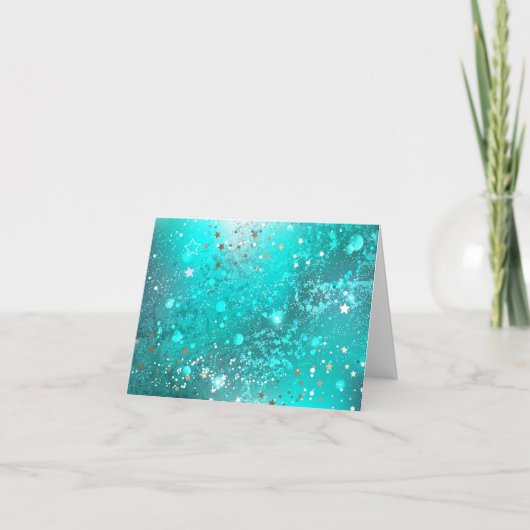 Mint Turquoise Foil Hintergrund Feiertagskarte (Vorderseite)