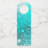 Mint Turquoise Foil Hintergrund Flaschenanhänger (Rückseite)
