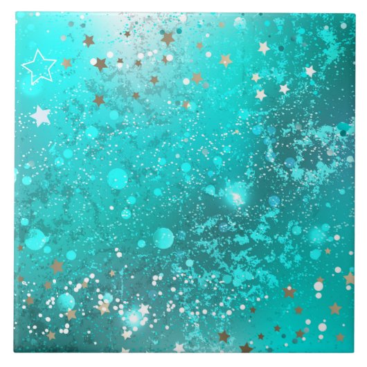 Mint Turquoise Foil Hintergrund Fliese (Vorderseite)