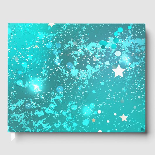 Mint Turquoise Foil Hintergrund Gästebuch (Vorderseite)
