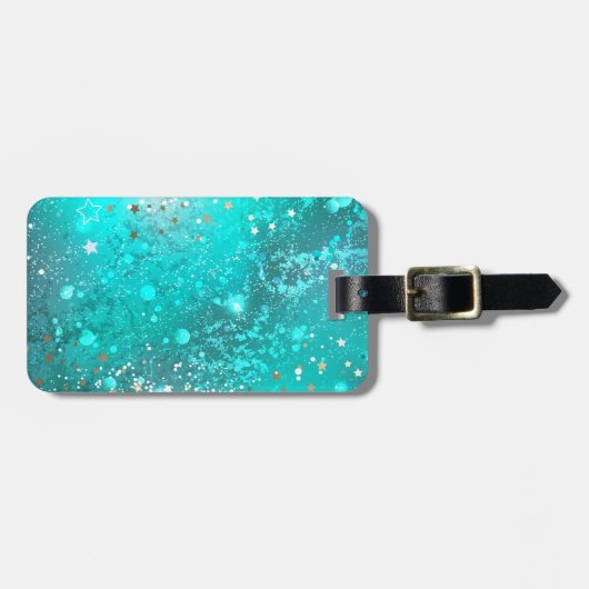 Mint Turquoise Foil Hintergrund Gepäckanhänger (Vorderseite horizontal)