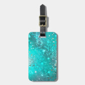 Mint Turquoise Foil Hintergrund Gepäckanhänger (Vorderseite vertikal)