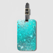 Mint Turquoise Foil Hintergrund Gepäckanhänger (Vorderseite Vertikal)