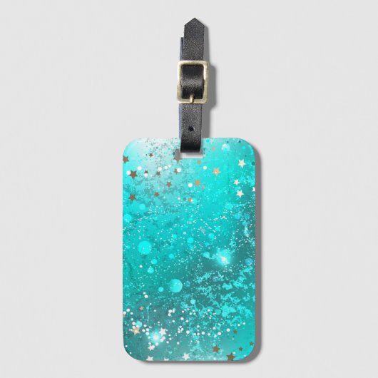 Mint Turquoise Foil Hintergrund Gepäckanhänger (Vorderseite Vertikal)