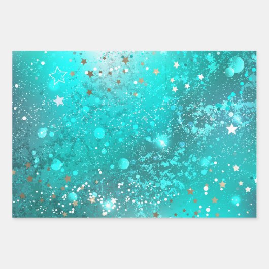 Mint Turquoise Foil Hintergrund Geschenkpapier Set (Vorderseite)
