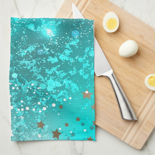 Mint Turquoise Foil Hintergrund Geschirrtuch (Viertel Falte)
