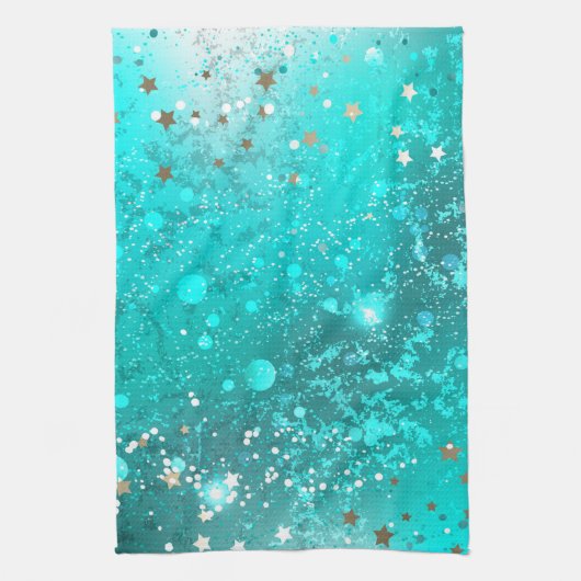 Mint Turquoise Foil Hintergrund Geschirrtuch (Vertikal)