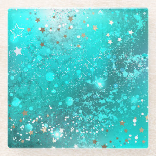 Mint Turquoise Foil Hintergrund Glasuntersetzer