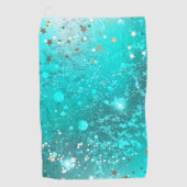 Mint Turquoise Foil Hintergrund Golfhandtuch (Vorderseite)