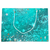 Mint Turquoise Foil Hintergrund Große Geschenktüte (Vorderseite)
