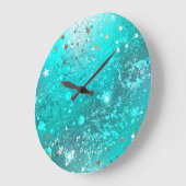 Mint Turquoise Foil Hintergrund Große Wanduhr (Winkel)