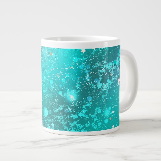 Mint Turquoise Foil Hintergrund Jumbo-Tasse (Vorderseite Rechts)