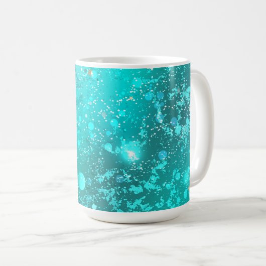 Mint Turquoise Foil Hintergrund Kaffeetasse (VorderseiteRechts)