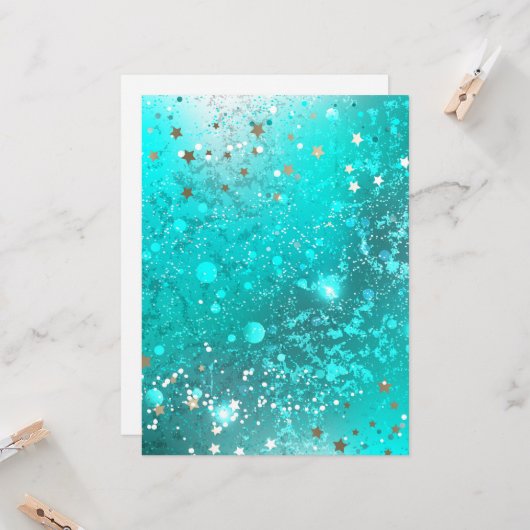 Mint Turquoise Foil Hintergrund Karte (Vorderseite/Rückseite Beispiel)