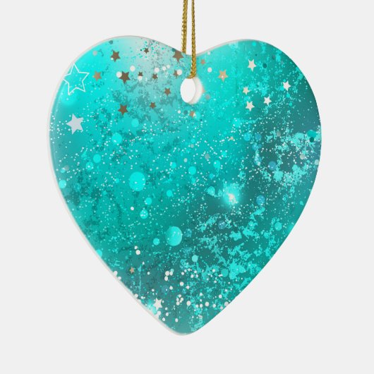 Mint Turquoise Foil Hintergrund Keramik Ornament (Rechts)