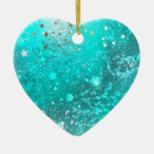 Mint Turquoise Foil Hintergrund Keramik Ornament (Vorne)