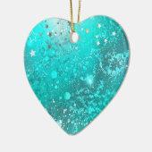 Mint Turquoise Foil Hintergrund Keramik Ornament (Links)