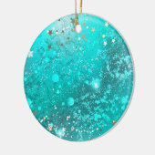 Mint Turquoise Foil Hintergrund Keramik Ornament (Links)