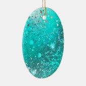 Mint Turquoise Foil Hintergrund Keramik Ornament (Rechts)