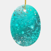 Mint Turquoise Foil Hintergrund Keramik Ornament (Vorne)