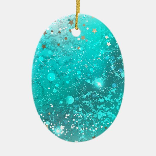 Mint Turquoise Foil Hintergrund Keramik Ornament (Vorne)