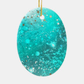 Mint Turquoise Foil Hintergrund Keramik Ornament (Hinten)