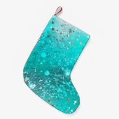 Mint Turquoise Foil Hintergrund Kleiner Weihnachtsstrumpf (Vorderansicht (hängend))