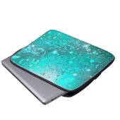 Mint Turquoise Foil Hintergrund Laptopschutzhülle (Vorne Knopf)
