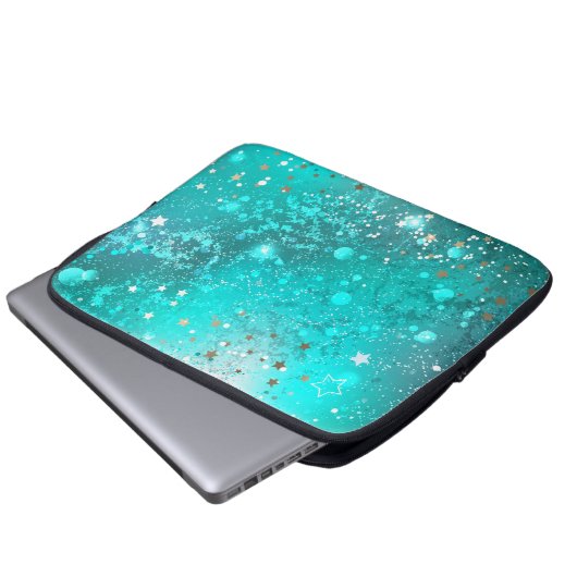 Mint Turquoise Foil Hintergrund Laptopschutzhülle (Vorne Knopf)