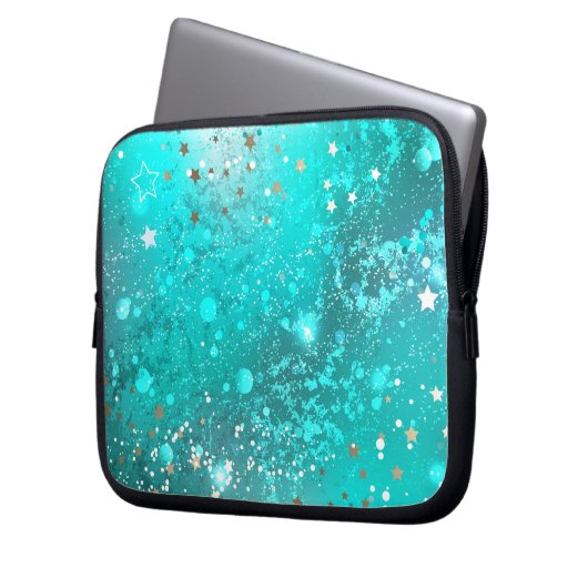 Mint Turquoise Foil Hintergrund Laptopschutzhülle (Vorderseite Links)