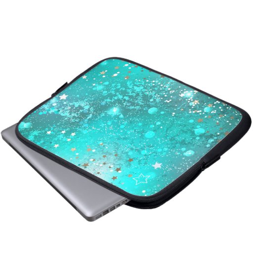 Mint Turquoise Foil Hintergrund Laptopschutzhülle (Vorne Knopf)