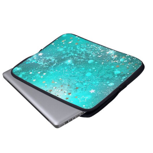 Mint Turquoise Foil Hintergrund Laptopschutzhülle (Vorne Knopf)