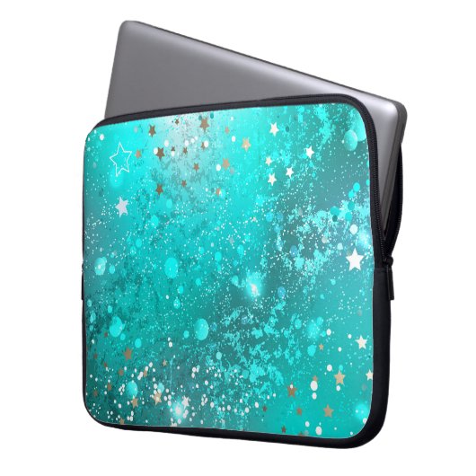 Mint Turquoise Foil Hintergrund Laptopschutzhülle (Vorderseite Links)