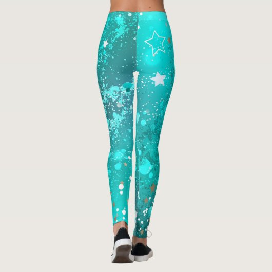 Mint Turquoise Foil Hintergrund Leggings (Rückseite)