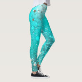 Mint Turquoise Foil Hintergrund Leggings (Rechts)