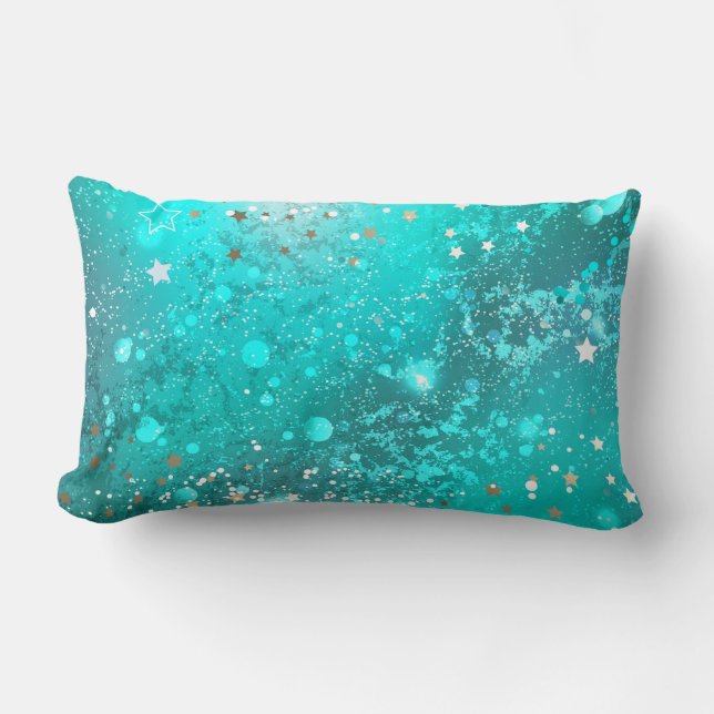 Mint Turquoise Foil Hintergrund Lendenkissen (Vorderseite)