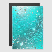 Mint Turquoise Foil Hintergrund Magneteinladung (Vorne/Hinten)