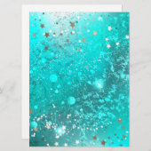 Mint Turquoise Foil Hintergrund Menükarte (Vorne/Hinten)