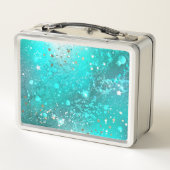 Mint Turquoise Foil Hintergrund Metall Brotdose (Rückseite)