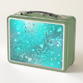 Mint Turquoise Foil Hintergrund Metall Brotdose (Rückseite)