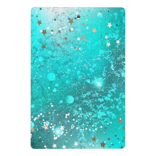 Mint Turquoise Foil Hintergrund Mini Klemmbrett (Rückseite)