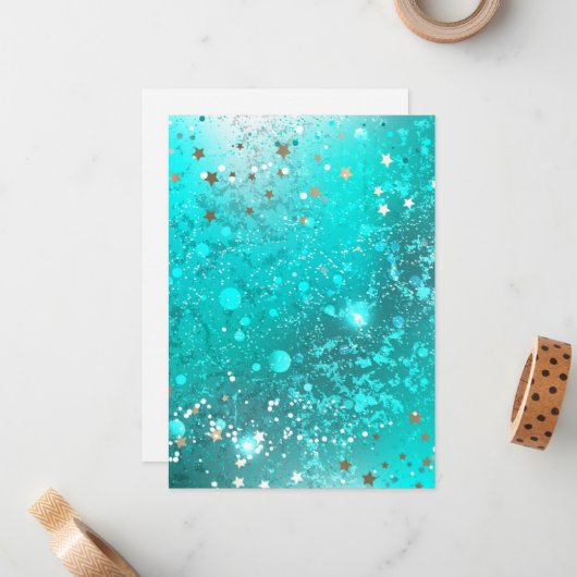 Mint Turquoise Foil Hintergrund Mitteilungskarte (Vorderseite/Rückseite Beispiel)