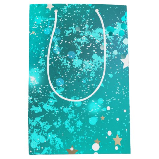 Mint Turquoise Foil Hintergrund Mittlere Geschenktüte (Vorderseite)